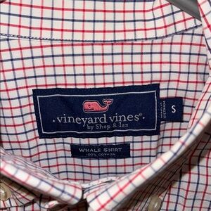 Vineyard Vines Men's Red and Blue Plaid Shirt